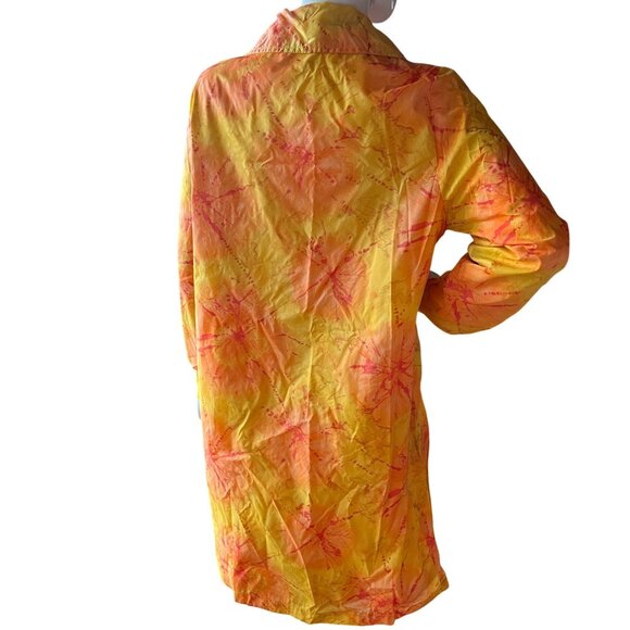 Vintage Aqua-Sheen Raincoat 60s 70s Tie Dye Sunburst Groovy Mod Butter Yellow - Picture 2 of 8